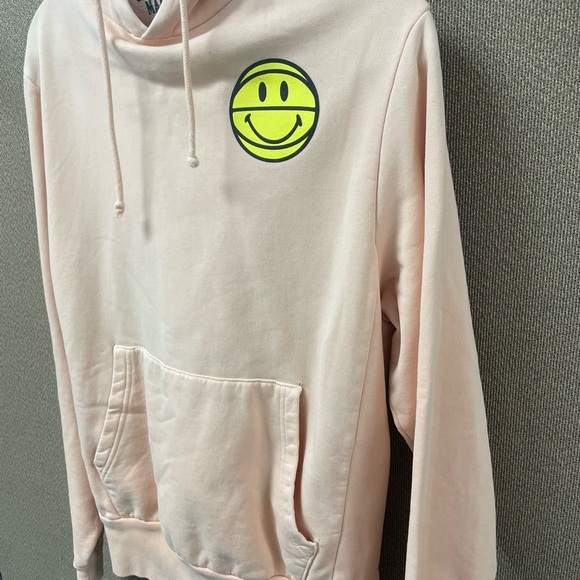 Men Peach Hoodie with Smiley Face Graphic - Picture 6 of 9